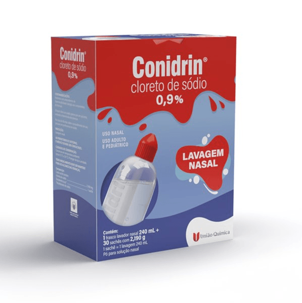 Conidrin Cloreto De Sódio - 0,9% Solução Nasal Adulto E Pediátrico Contém 1 Frasco 240ml + 30 Sachês